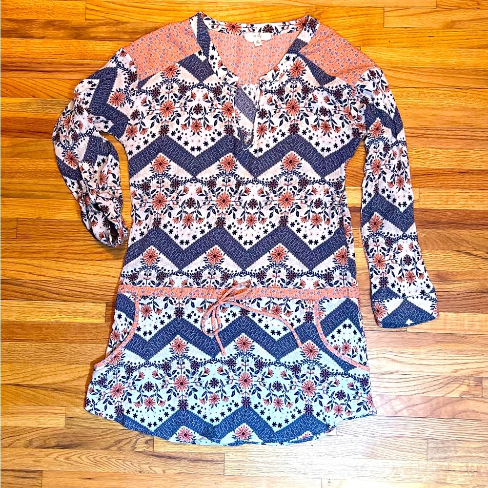 Anthropologie En Elly top woman’s size small tie waist bohemian boho pattern